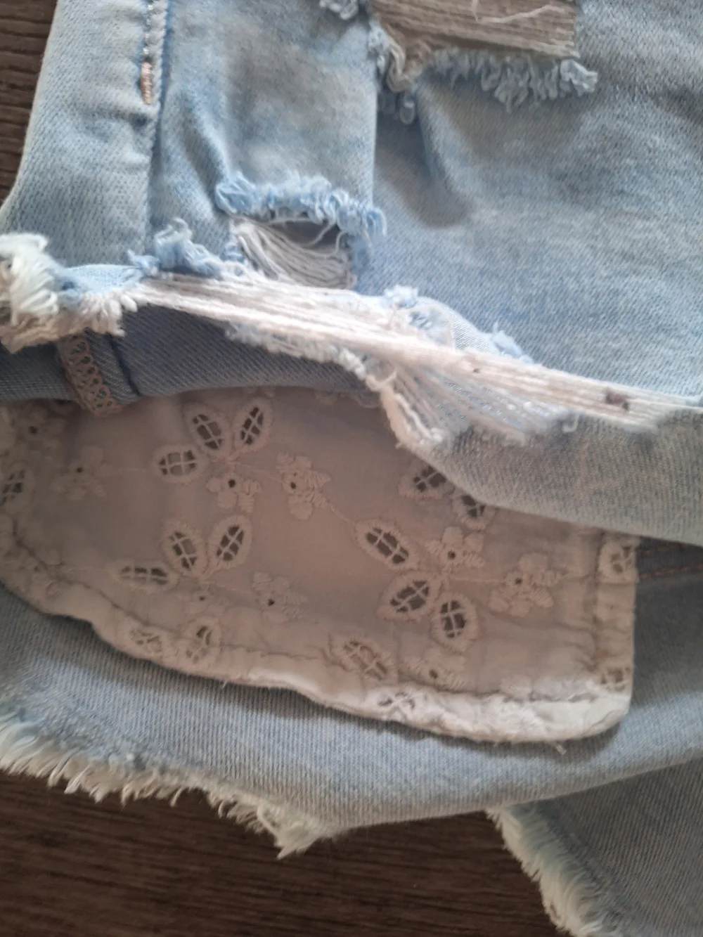 American Eagle Outfitters Light Wash Distressed Denim Shorts